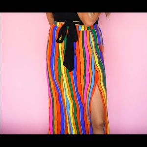 Multi colored maxi with side slit.